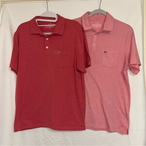 Vineyard Vines Men's Red and Pink Polo Shirts Bundle— Size Small